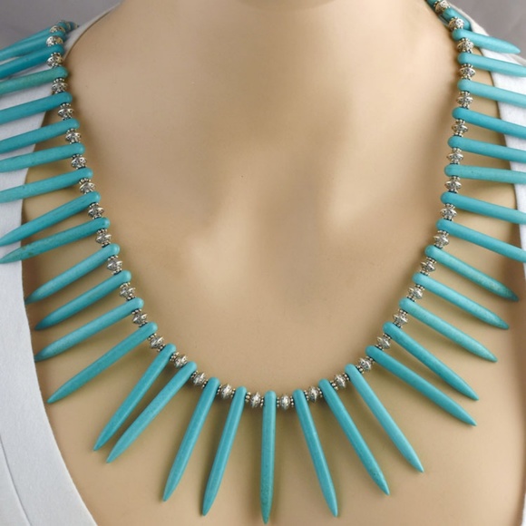 *HOST PICK* Turquoise Spike Necklace & Earring Set - Picture 5 of 5